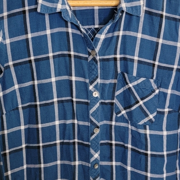 J. Jill | Blue Plaid Tunic Button Down Shirt - Picture 4 of 4
